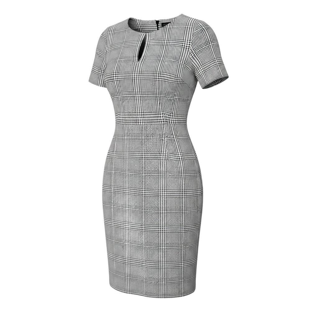 Banana Republic Women's Size 12 Black White Check Short Sleeve Sheath Dress